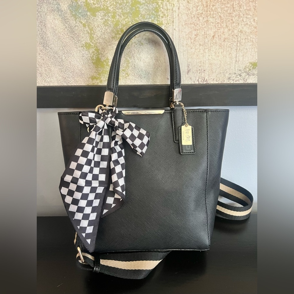 Coach Black Madison Saffiano Leather Mini Tote Bag - Picture 3 of 13